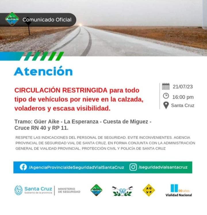 Comunicado Circulación restringida