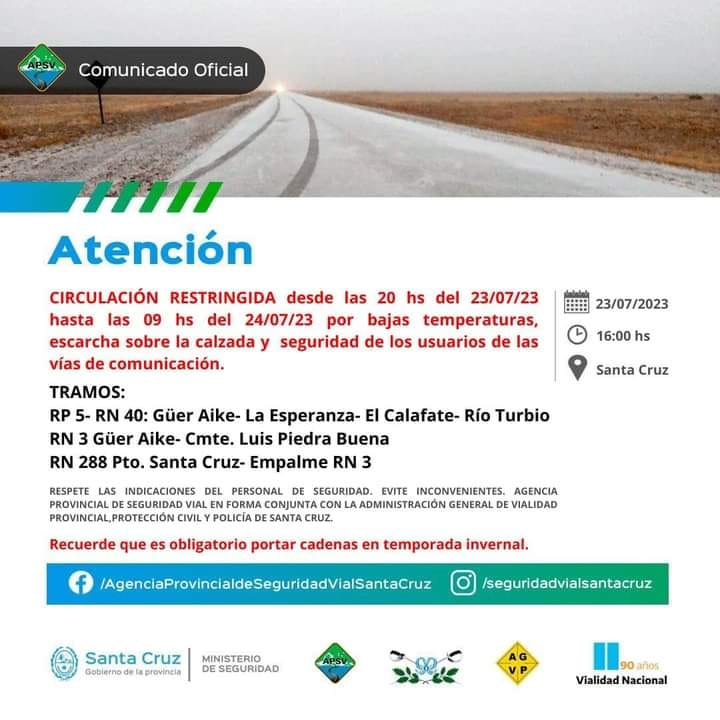 Estado rutas 23-07